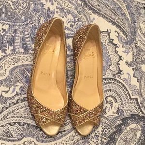 Glitter Christian Louboutin Kitten Heels Size 34